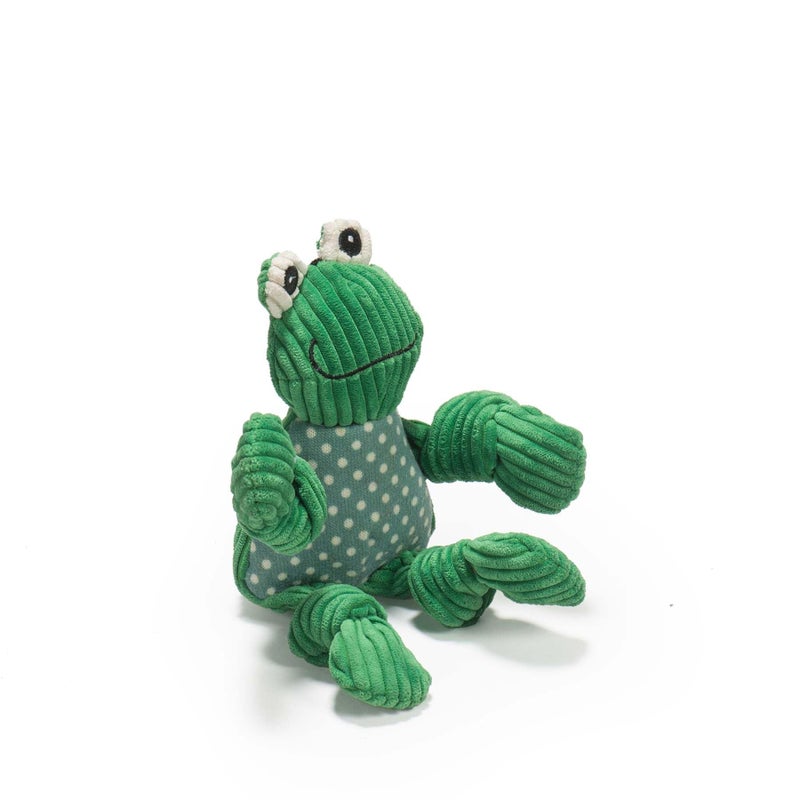 HuggleHounds Knottie Plush Dog Toy - Dog Stuffed Animal Toy, Puppy Toys, Squeaky Dog Toy for Small, Medium & Large Dogs, Durable Plush to Keep Them Busy - Fergie Frog, Small - Image 1